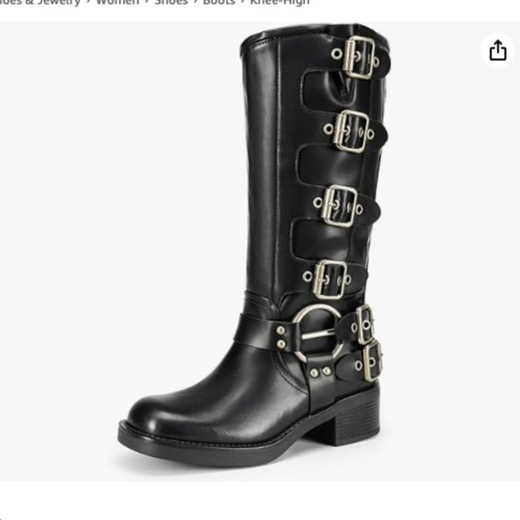 Shoes - DREAM PAIRS Women's Knee High Riding Boots Slip On Motorcycle Boots Square Toe